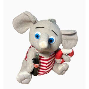 Coca-Cola Elephant Plush Toy 1993 Striped Overalls Collectible